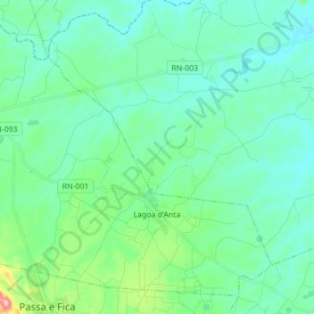 Mapa topográfico Lagoa d'Anta, altitud, relieve