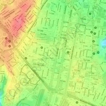 Mapa topográfico Zona 9, altitud, relieve