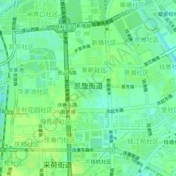 Mapa topográfico 凯旋街道, altitud, relieve