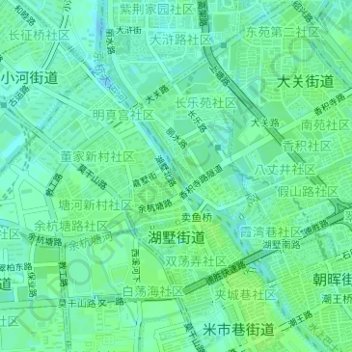 Mapa topográfico 湖墅街道, altitud, relieve