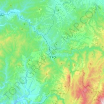 Mapa topográfico Reșița, altitud, relieve