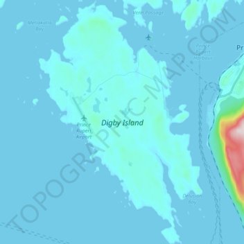 Mapa topográfico Digby Island, altitud, relieve