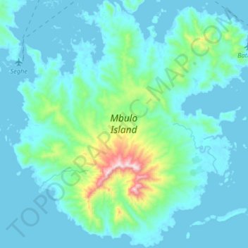 Mapa topográfico Vangunu, altitud, relieve