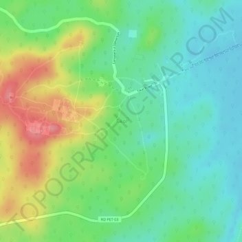 Mapa topográfico Tikal, altitud, relieve