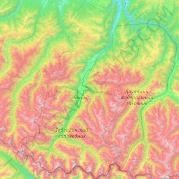 Mapa topográfico Верхне-Тебердинское сельское поселение, altitud, relieve