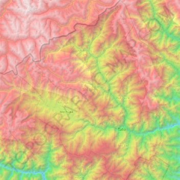 Mapa topográfico Shi Yomi, altitud, relieve