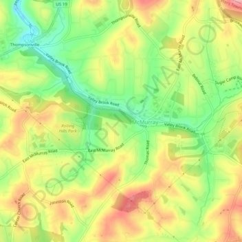 Mapa topográfico McMurray, altitud, relieve