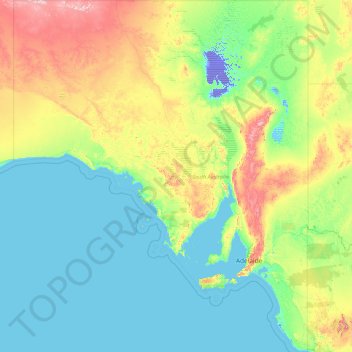 Mapa topográfico South Australia, altitud, relieve