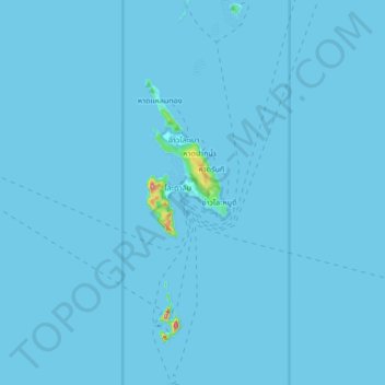 Mapa topográfico หมู่เกาะพีพี, altitud, relieve