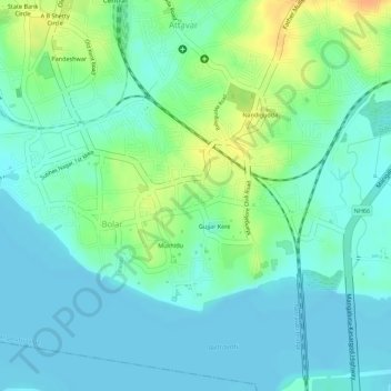 Mapa topográfico Jeppu Park, altitud, relieve