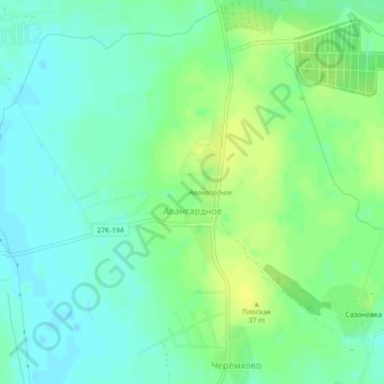 Mapa topográfico Авангардное, altitud, relieve