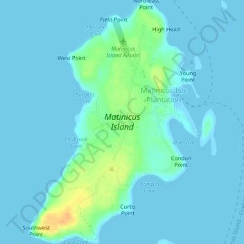 Mapa topográfico Matinicus Island, altitud, relieve