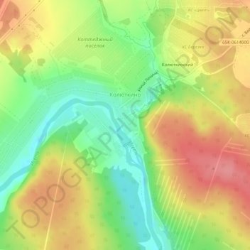 Mapa topográfico Колюткино, altitud, relieve