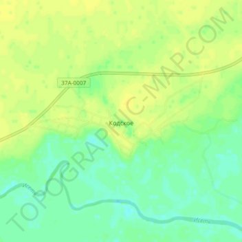 Mapa topográfico Кодское, altitud, relieve