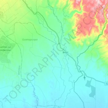 Mapa topográfico Rio Maria Linda, altitud, relieve