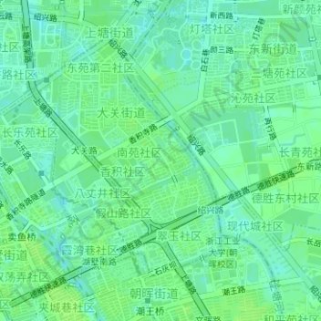 Mapa topográfico 大关街道, altitud, relieve