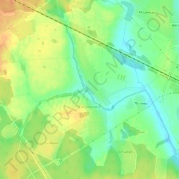 Mapa topográfico Головково, altitud, relieve