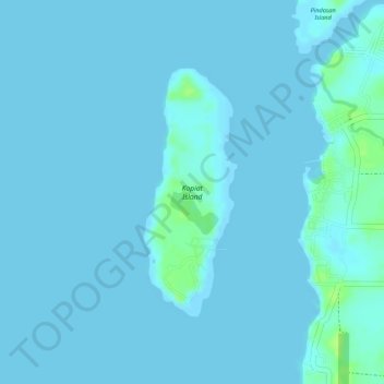 Mapa topográfico Kopiat Island, altitud, relieve
