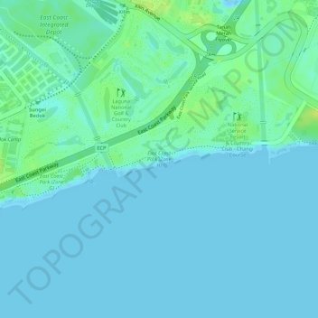 Mapa topográfico East Coast Park (Zone H), altitud, relieve