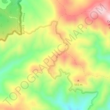 Mapa topográfico Picos de Aroche, altitud, relieve