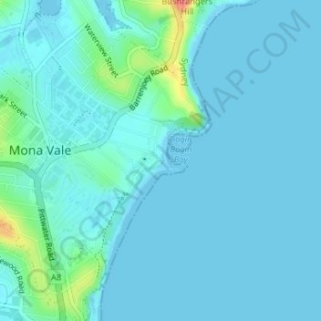 Mapa topográfico Mona Vale Beach Foreshore Reserve, altitud, relieve