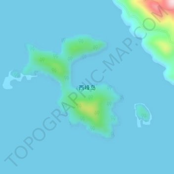 Mapa topográfico 西峰岛, altitud, relieve