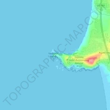 Mapa topográfico Yaquina Head Light, altitud, relieve