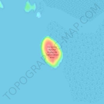 Mapa topográfico Hat Island, altitud, relieve