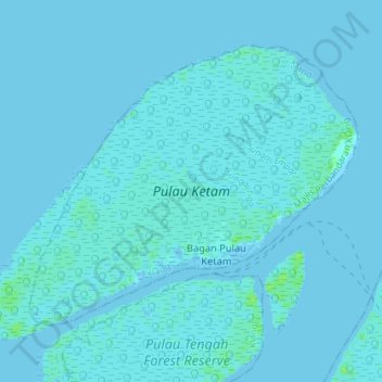 Mapa topográfico Pulau Ketam, altitud, relieve