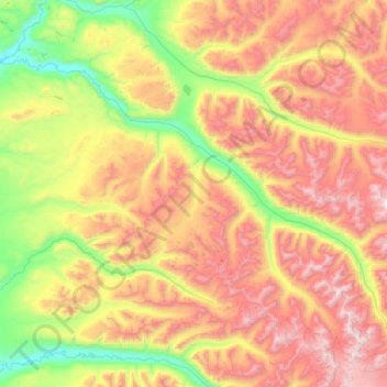 Mapa topográfico Sheep River, altitud, relieve