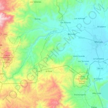 Mapa topográfico Río Ostúa, altitud, relieve
