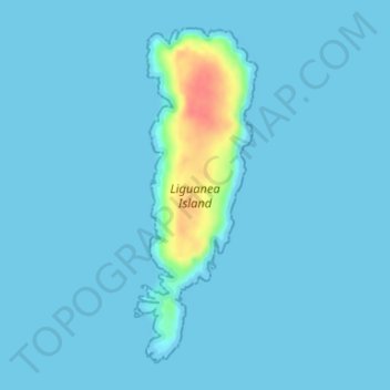 Mapa topográfico Liguanea Island, altitud, relieve