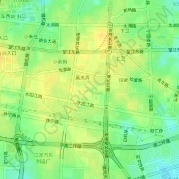 Mapa topográfico 中心花园, altitud, relieve