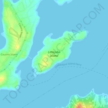 Mapa topográfico Littlejohn Island, altitud, relieve