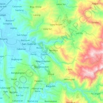 Mapa topográfico Baroro River, altitud, relieve