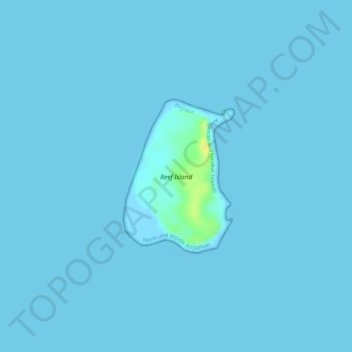 Mapa topográfico Reef Island, altitud, relieve