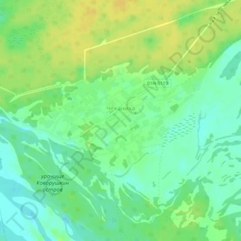 Mapa topográfico Чеканиха, altitud, relieve