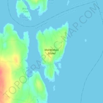 Mapa topográfico MacMahan Island, altitud, relieve