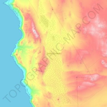 Mapa topográfico Salar Grande, altitud, relieve