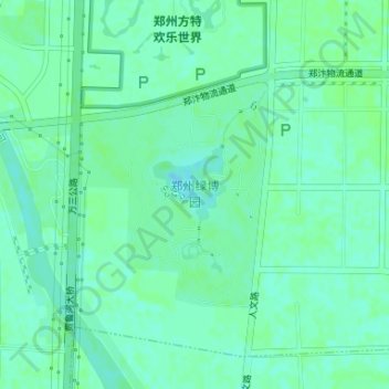 Mapa topográfico 郑州绿博园, altitud, relieve