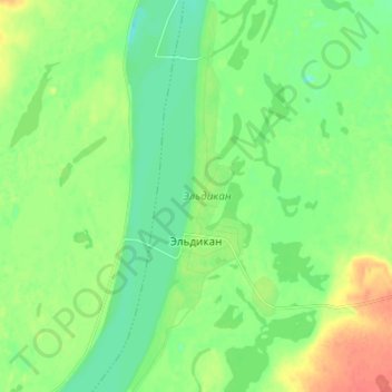 Mapa topográfico Эльдикан, altitud, relieve