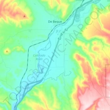 Mapa topográfico De Beque, altitud, relieve