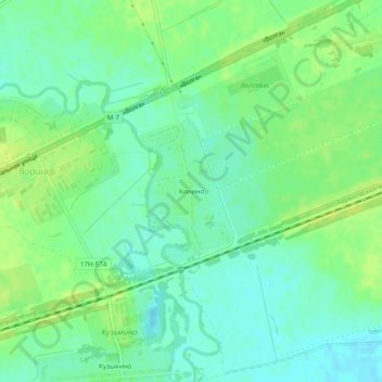 Mapa topográfico Конино, altitud, relieve