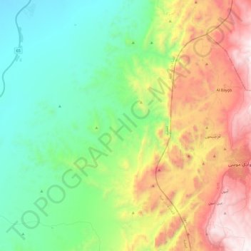 Mapa topográfico Petra, altitud, relieve