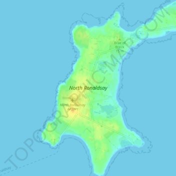 Mapa topográfico North Ronaldsay, altitud, relieve