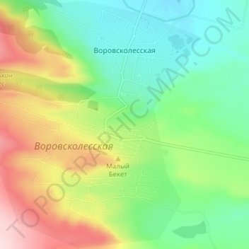 Mapa topográfico Воровсколесская, altitud, relieve