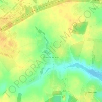 Mapa topográfico Семёновское, altitud, relieve