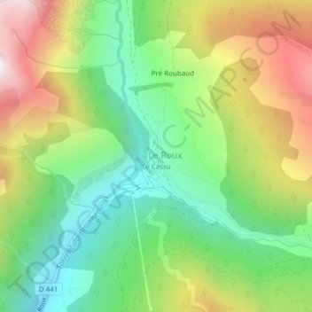 Mapa topográfico Le Cassu, altitud, relieve