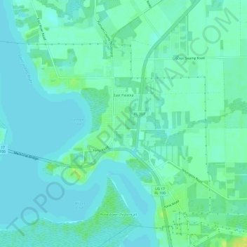 Mapa topográfico East Palatka, altitud, relieve