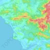 Mapa topográfico Canacona, altitud, relieve